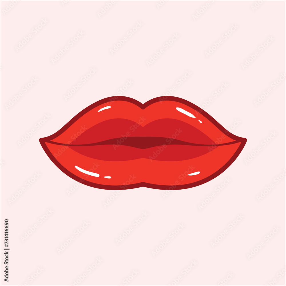 Red lips cartoon illustration Red lips cartoon illustration
