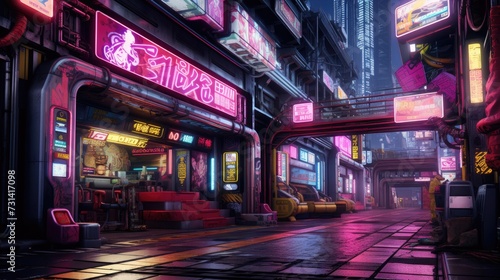 Neon lit cyberpunk streets © Gefo