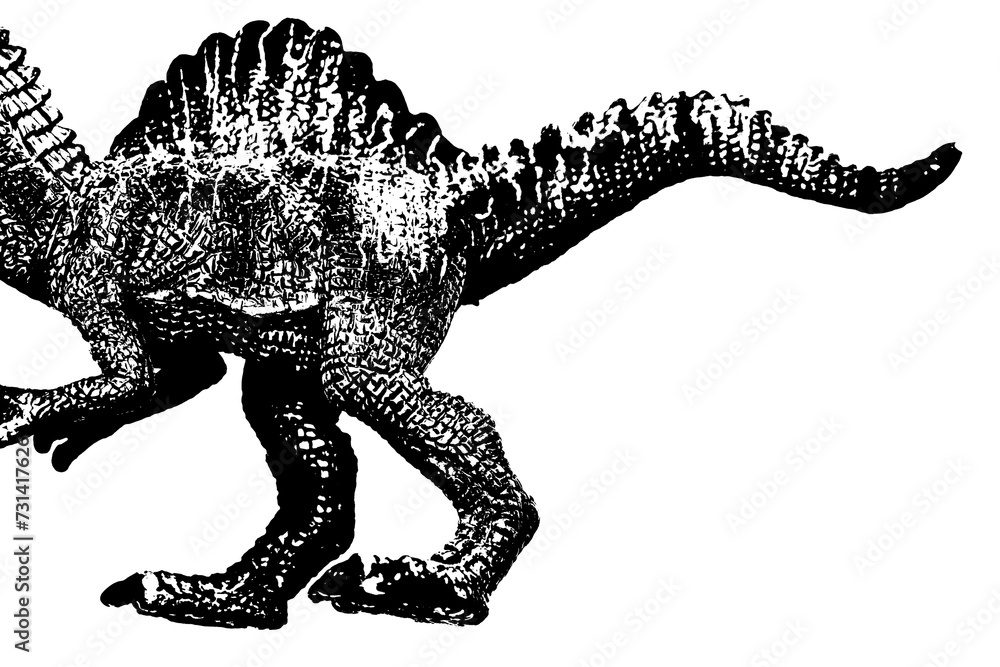 dinosaur silhouette isolated on white background, model of spinosaurus ...