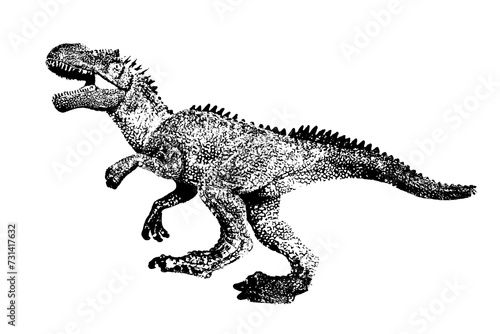 black dinosaur silhouette isolated on white background  model of giganotosaurus toy