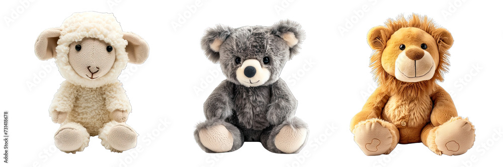 Collection of PNG. Stuffed animal toy isolated on a transparent background. Collection of PNG. Stuffed animal toy isolated on a transparent background.