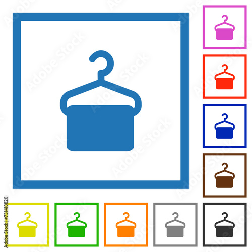 Towel on hanger flat framed icons