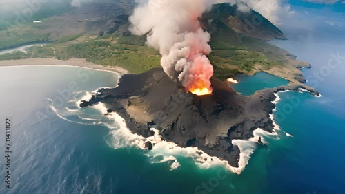 黙々と噴煙を上げて噴火する海底火山 photo