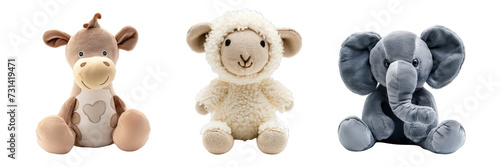 Collection of PNG. Stuffed animal toy isolated on a transparent background.