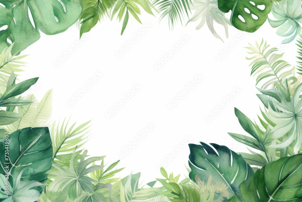 Naklejka premium watercolor leaves tropical border design