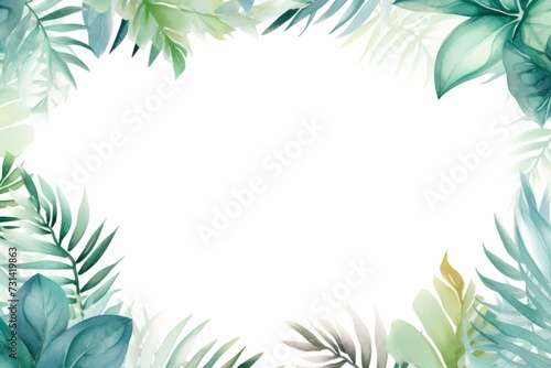 watercolor leaves tropical border design