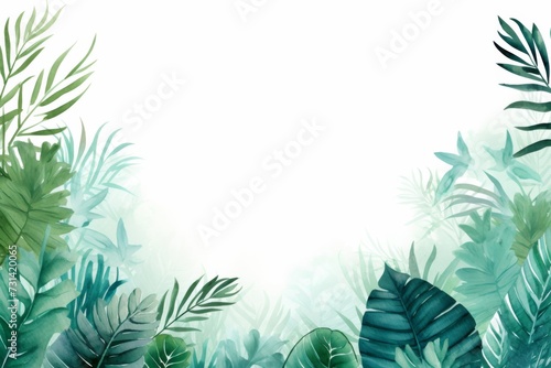 watercolor leaves tropical border design