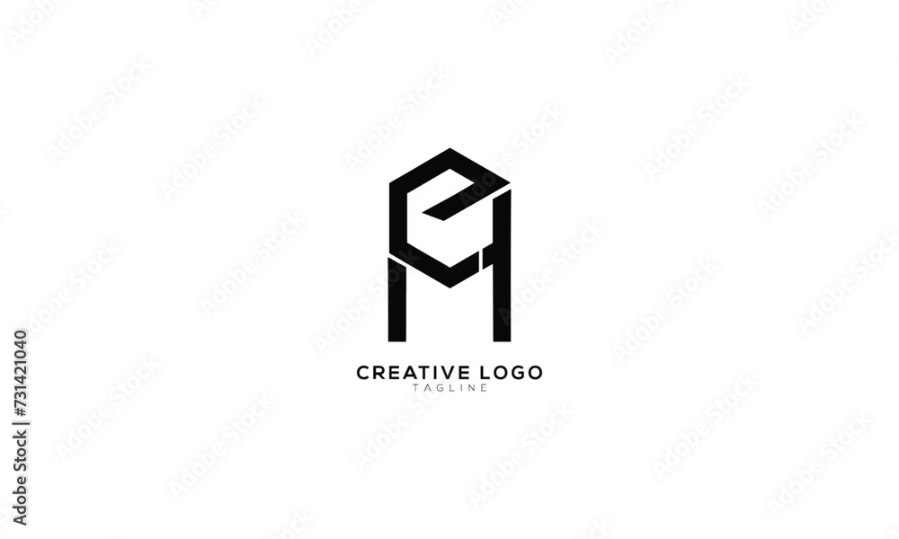 EH HE Abstract initial monogram letter alphabet logo design