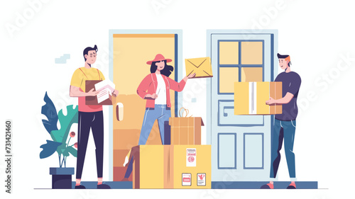 Package delivery flat concept vector illustration.