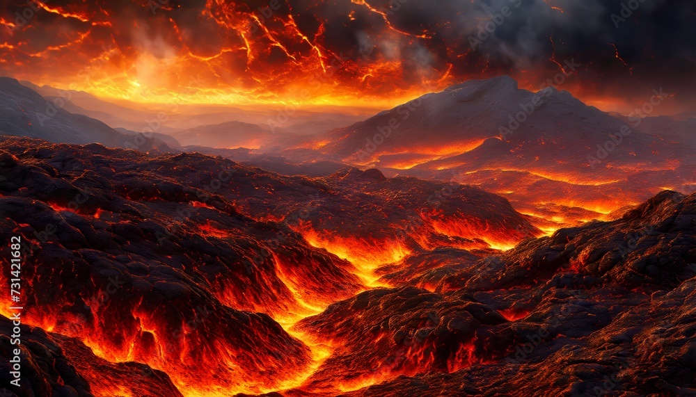 Red lava texture background. Volcanic landscape