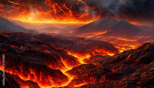 Red lava texture background. Volcanic landscape