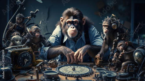 Image of Evolution of monkeys to Mechanical Engineer