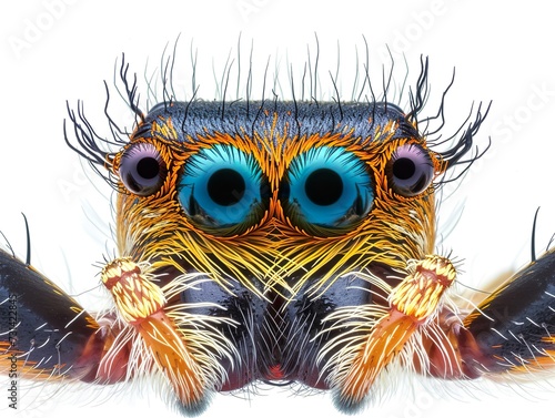 Jumping spider's eyes up close - a marvel of nature's art.