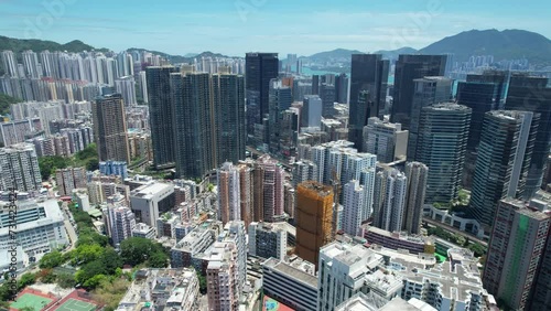 Hong Kong, Kowloon Bay, Ngau Tau Kok, Kwun Tong, Lam Tin, Cha Kwo Ling, Yau Tong Business District, adjacent to Victoria Harbor, enjoying the view of Victoria Harbor. Hong Kong's industrial center photo