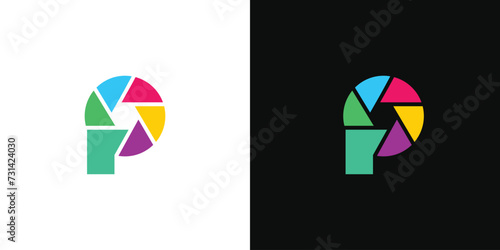  Unique and modern P Photography logo design