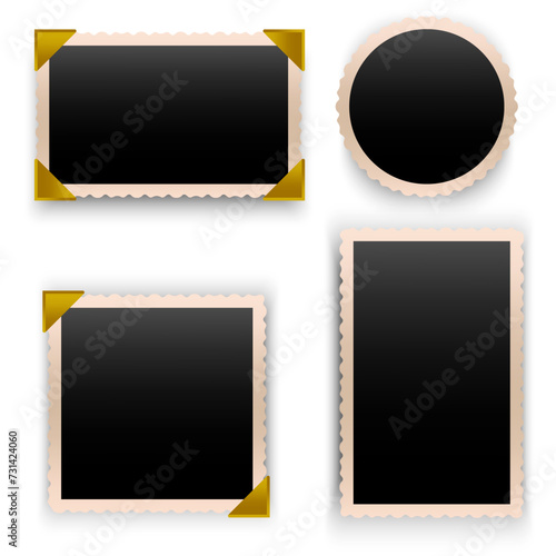 Vintage photo frame. Retro old paper picture frame template. EPS 10.