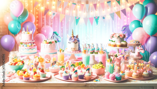 Magical Unicorn-Themed Birthday Celebration with Balloon GarlanD