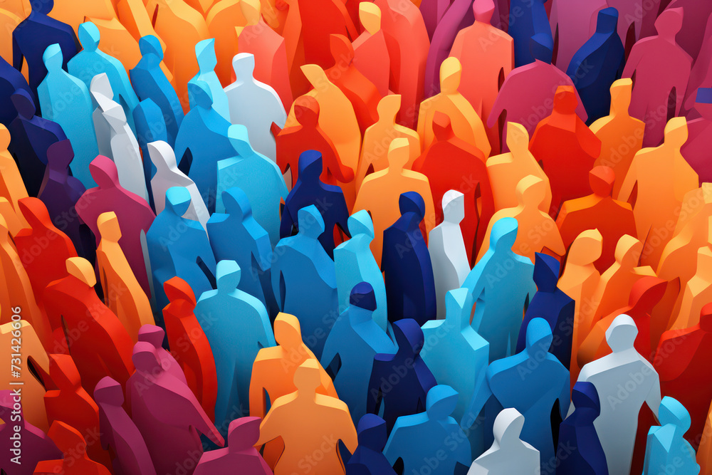 Obraz premium Unified Strength: A Dynamic Combination of Business Leaders Forming a Network of Cooperative Teamwork on a Red and White Background