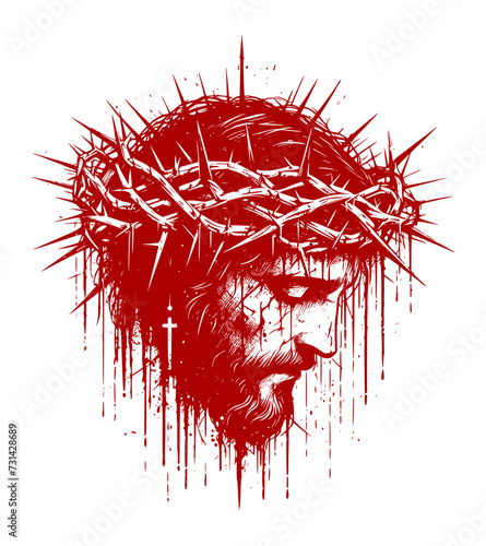 crown of thorns of jesus christ - red on transparent background (artwork 6)