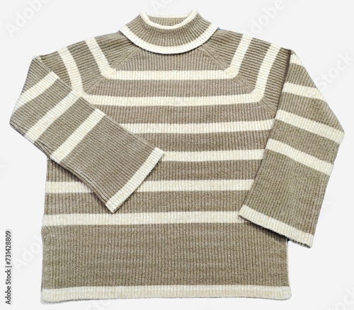 Colorful striped knit sweater jumpers and colorblock knit jumper and Turtleneck-high neck jumper. multi colored knit sweater. Front closeup view white background. Top-10 Everyday 