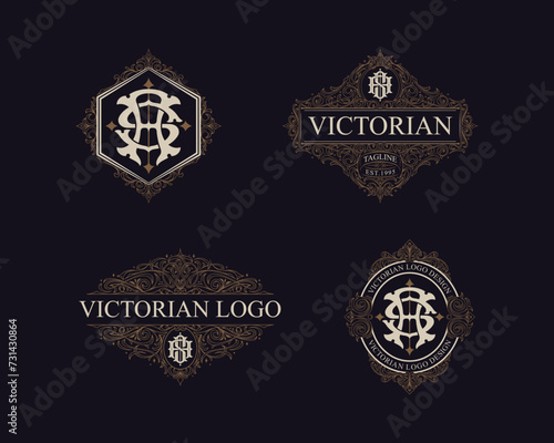 Victorian style monogram with initial AS or SA. Templates set designs. Can be applied on stationery, invitations, signage, packaging, or even as a branding element and etc photo