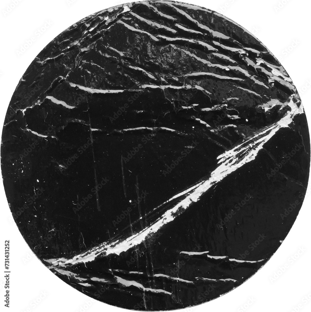 Obraz premium Black old scratched round paper sticker isolated on white background
