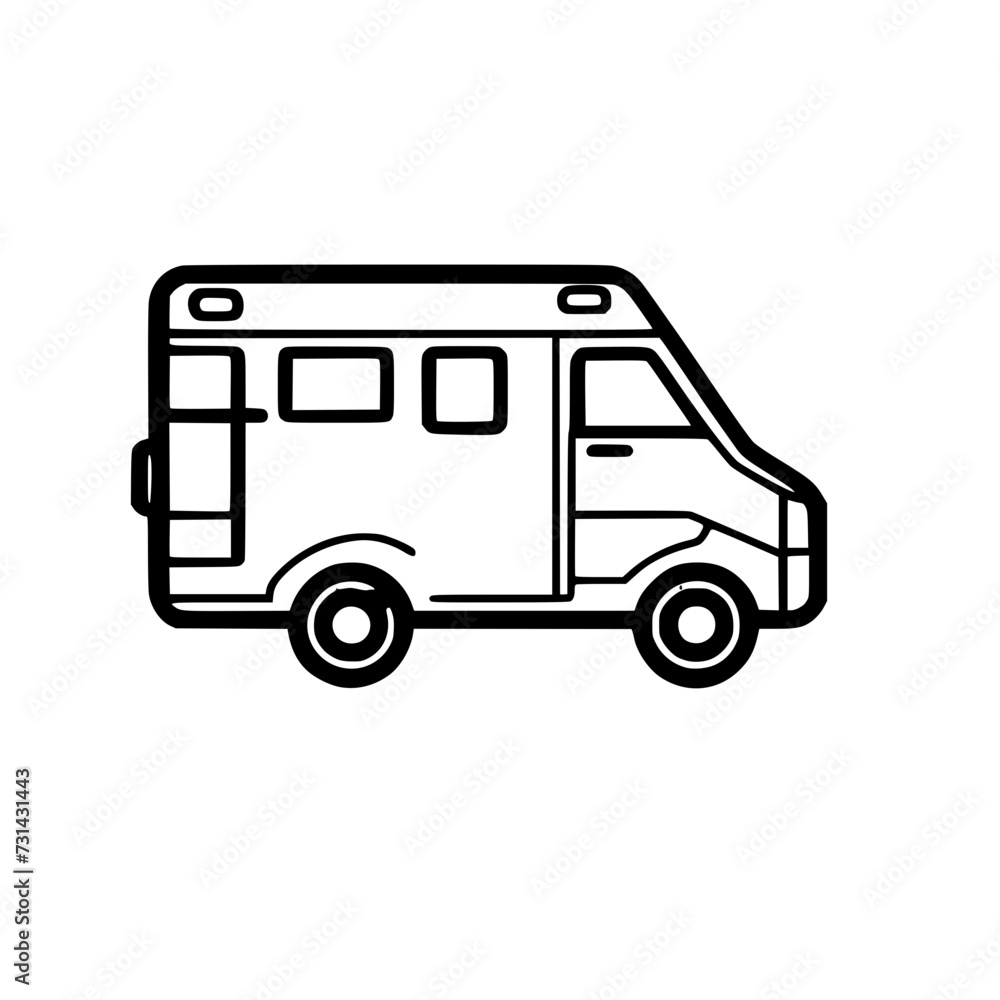 Ambulance Icon SVG Black And White Illustration Art Generative AI.