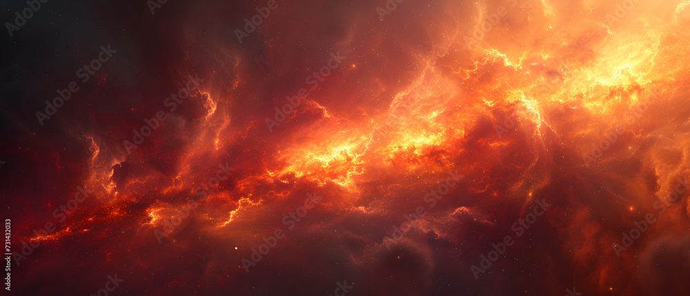 Space Nebula with colorful Whirls and dramatic lightning, deep space background wallpaper