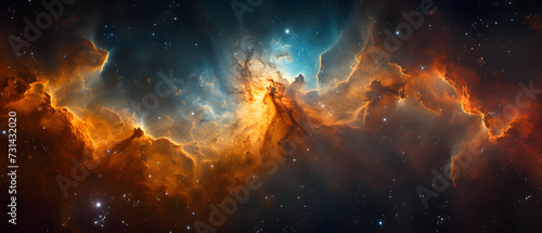 Space Nebula with colorful Whirls and dramatic lightning, deep space background wallpaper