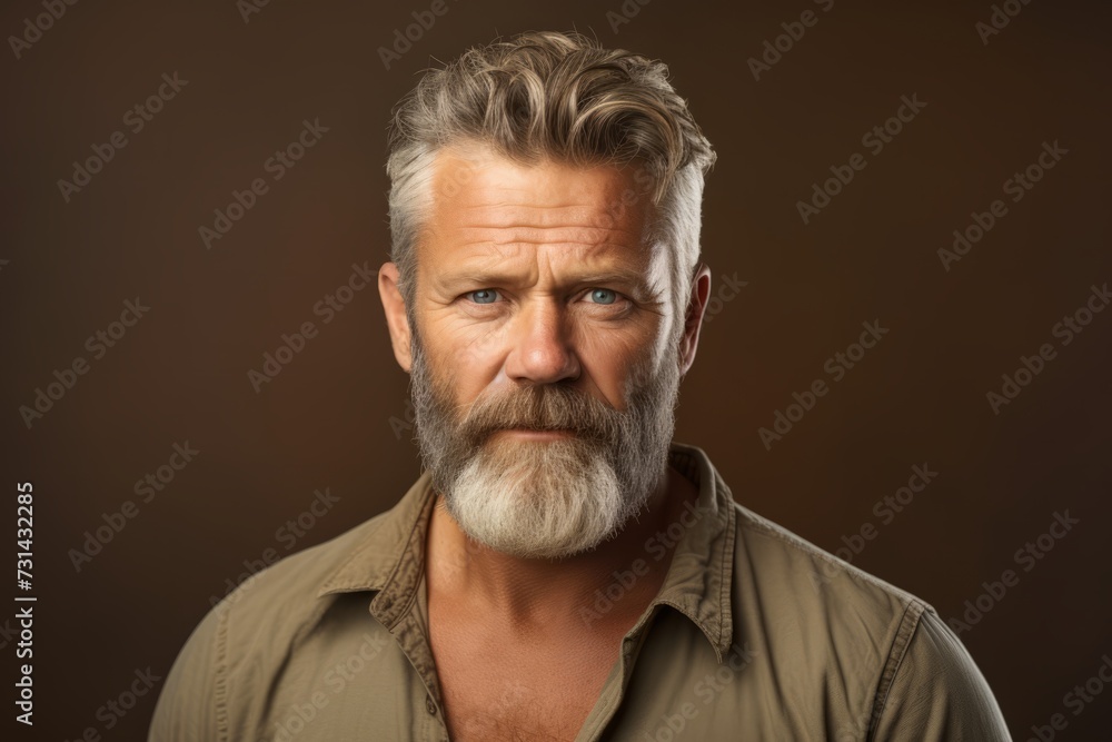 Portrait of a handsome mature man with grey beard and mustache. Portrait of a handsome mature man with grey beard and mustache.