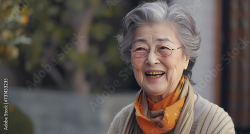 older woman smiling as she speaks