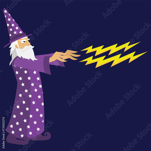 Magician doing a magic spell An isolated evil wizard. Fictional and mythological characters Wizard casting magic.