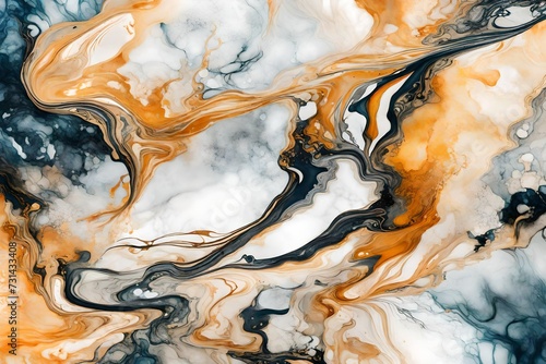 A close-up shot of a stunning abstract background created from exquisite marble ink painting on textured paper.