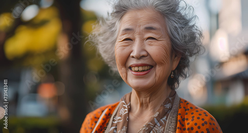 older woman smiling outside