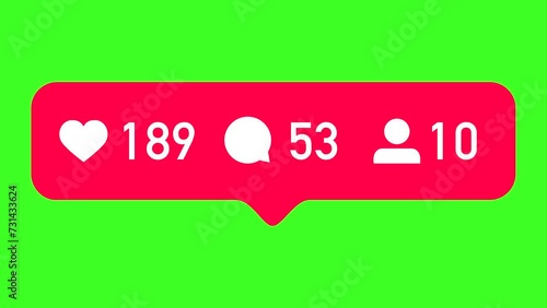 notification like comment follow icon social media animation video greenscreen photo