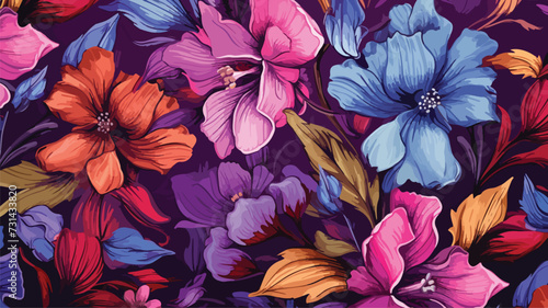 Vector floral pattern in painting style.