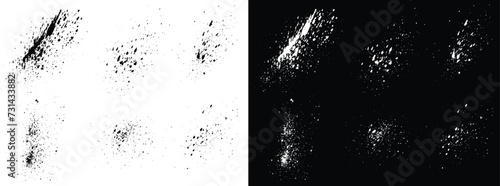 Set of messy paint black and white vector grungy brush stroke blood background. Grunge brush background