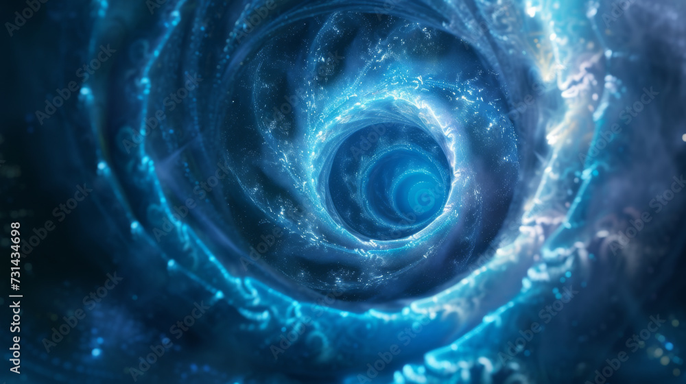 Digital spiral with blue background.