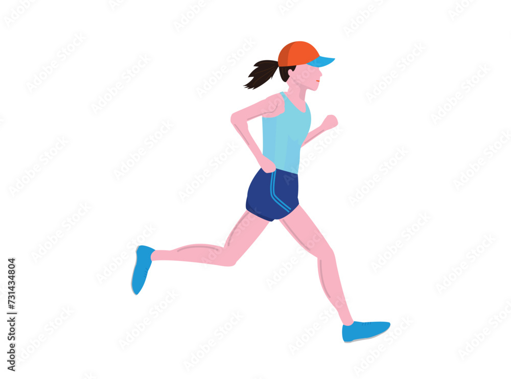 ランニングする女性のイラスト素材です。