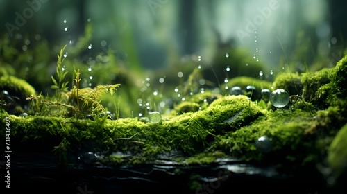 dew on the grass, Captivating Lush Green Moss Blankets © Micro
