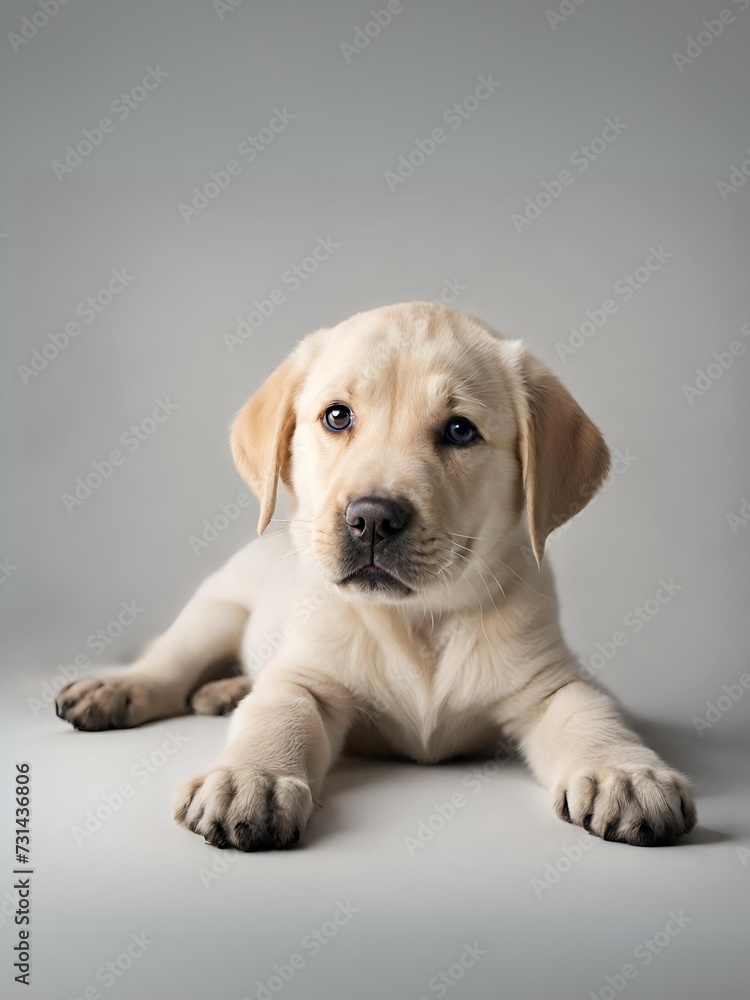 スタジオで落ち着いたラブラドール子犬 スタジオで落ち着いたラブラドール子犬