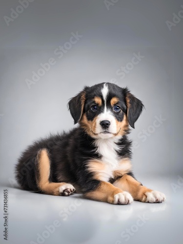 伏せをするコーイケルホンディエ犬