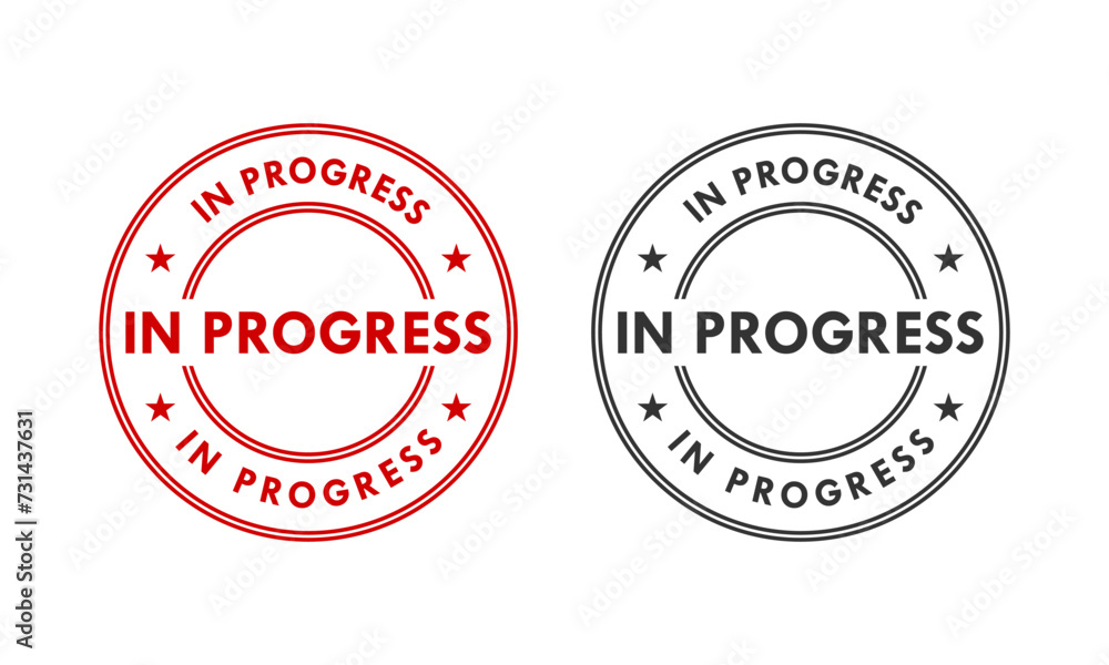 In progress badge design template illustration In progress badge design template illustration