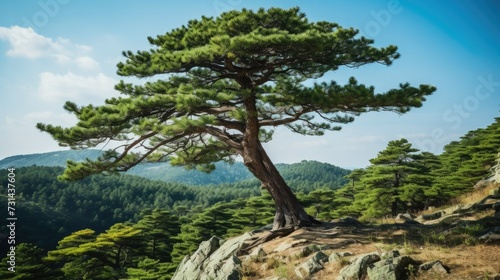 Majestic Korean Pinetree: Towering and Stately with Rich Brown Bark