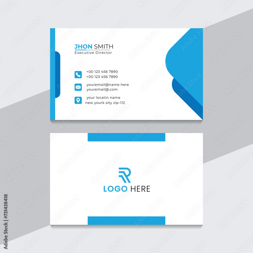 creative professional blue business card design template