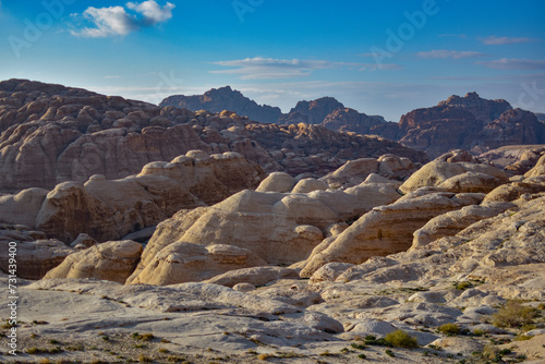 Rocky landscape and mountains, Wadi Musa, Jordan.