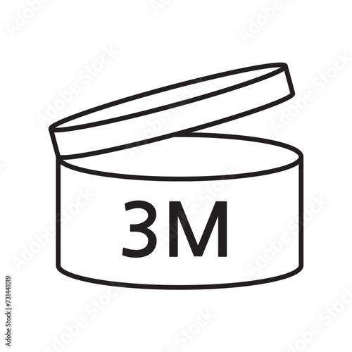 PAO cosmetic icon, mark of period after opening. Expiration time after package opened, white label. 3 month expirity on white background, vector illustration.