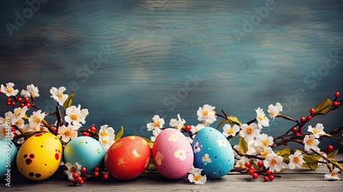 Joyful Easter Greetings: Celebratory Background with Vibrant Colors and Festive Design photo