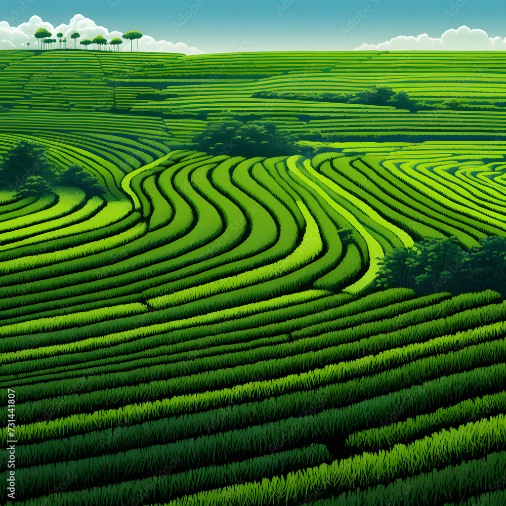 A green rice field