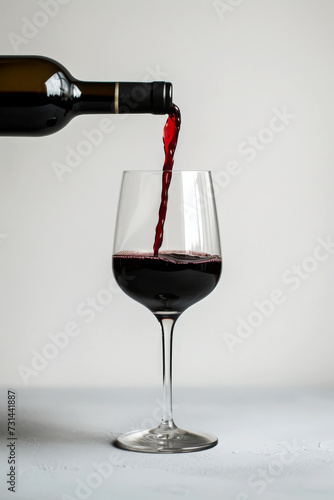 Pour red wine on white background. Generative ai